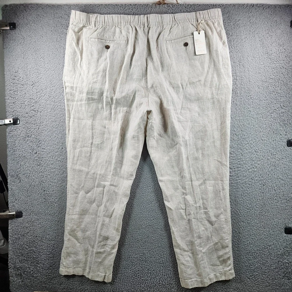 $89 NEW Caribbean Roundtree Linen Pants Men 50 x 30 Coastal‎ Comfort Beige